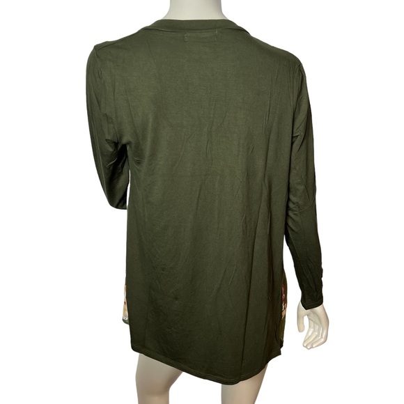 NWOT ALL FOR YOU brand Green Floral Long Sleeve Lightweight Draped Cardigan - Picture 5 of 9